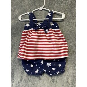 Okie Dokie Red White & Blue Patriotic 2 Piece Set Baby Girl 12months